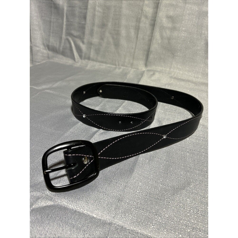 Rhinestone Belts Western circular Crystal Bling‎ Studded Black Leather 49 in.